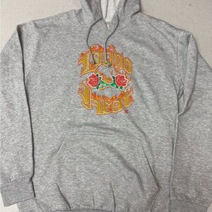WWE “Latino Heat” Grey Hoodie with Orange and Red Rose Graphic